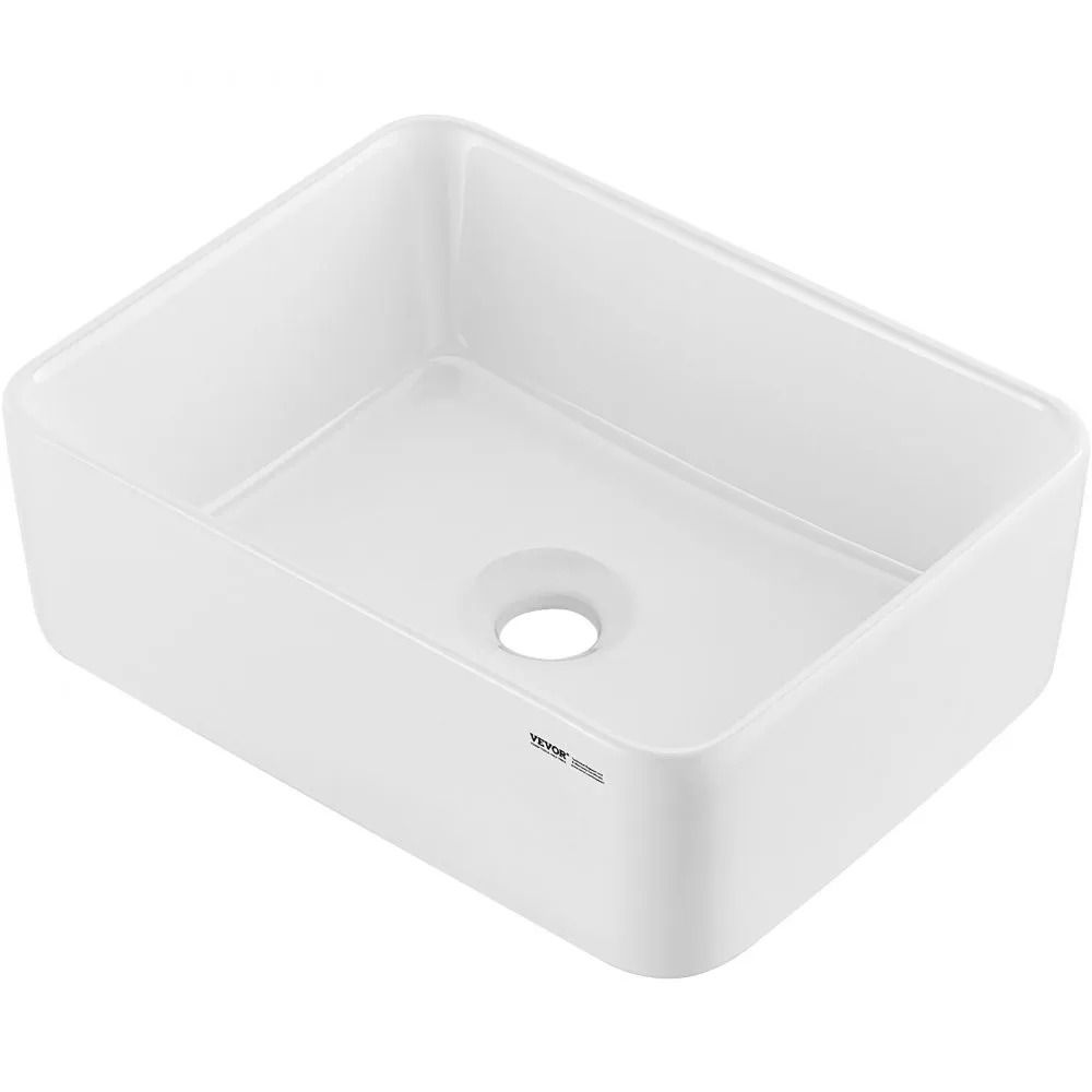 Rectangle Vessel Sink 16 x 12 in White Ceramic Bathroom Countertop Sink Modern Design