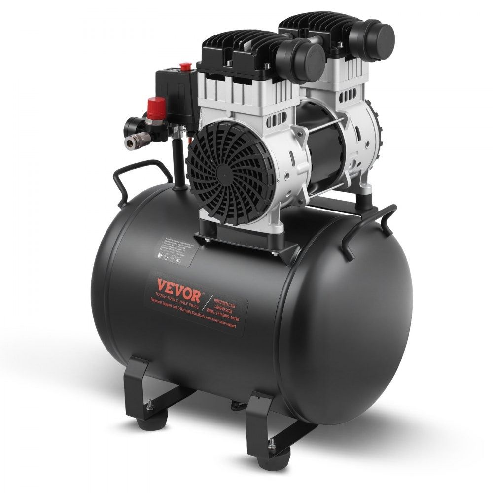 10 Gallon Oil Free Air Compressor 2HP 125 PSI Ultra Quiet Portable Compressor