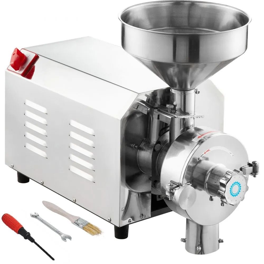 Commercial Grain Grinder 2200W Stainless Steel Mill with Adjustable 0 to 50 Mesh Fineness