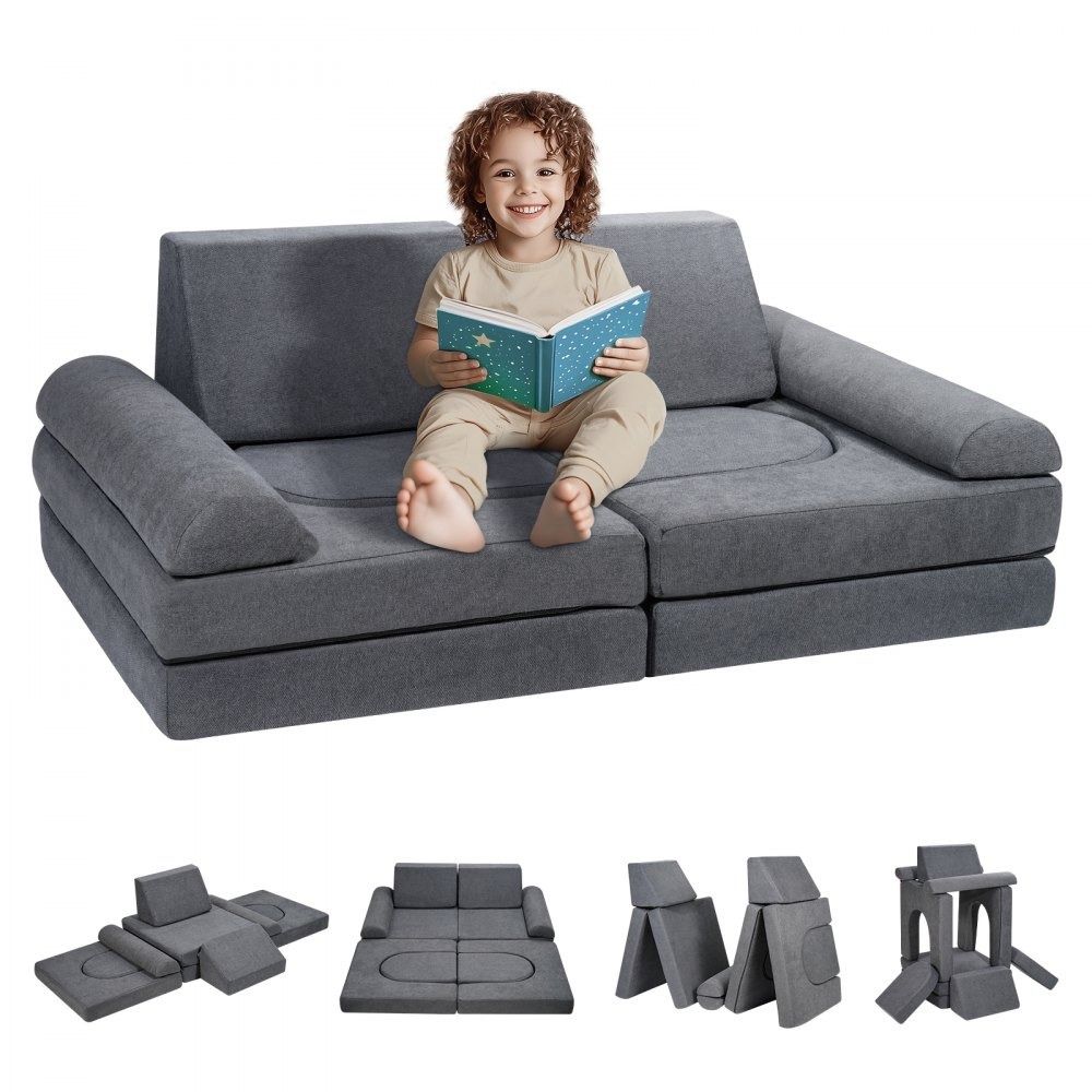 10 Piece Modular Kids Play Couch with Removable Washable Cover and High Density Foam