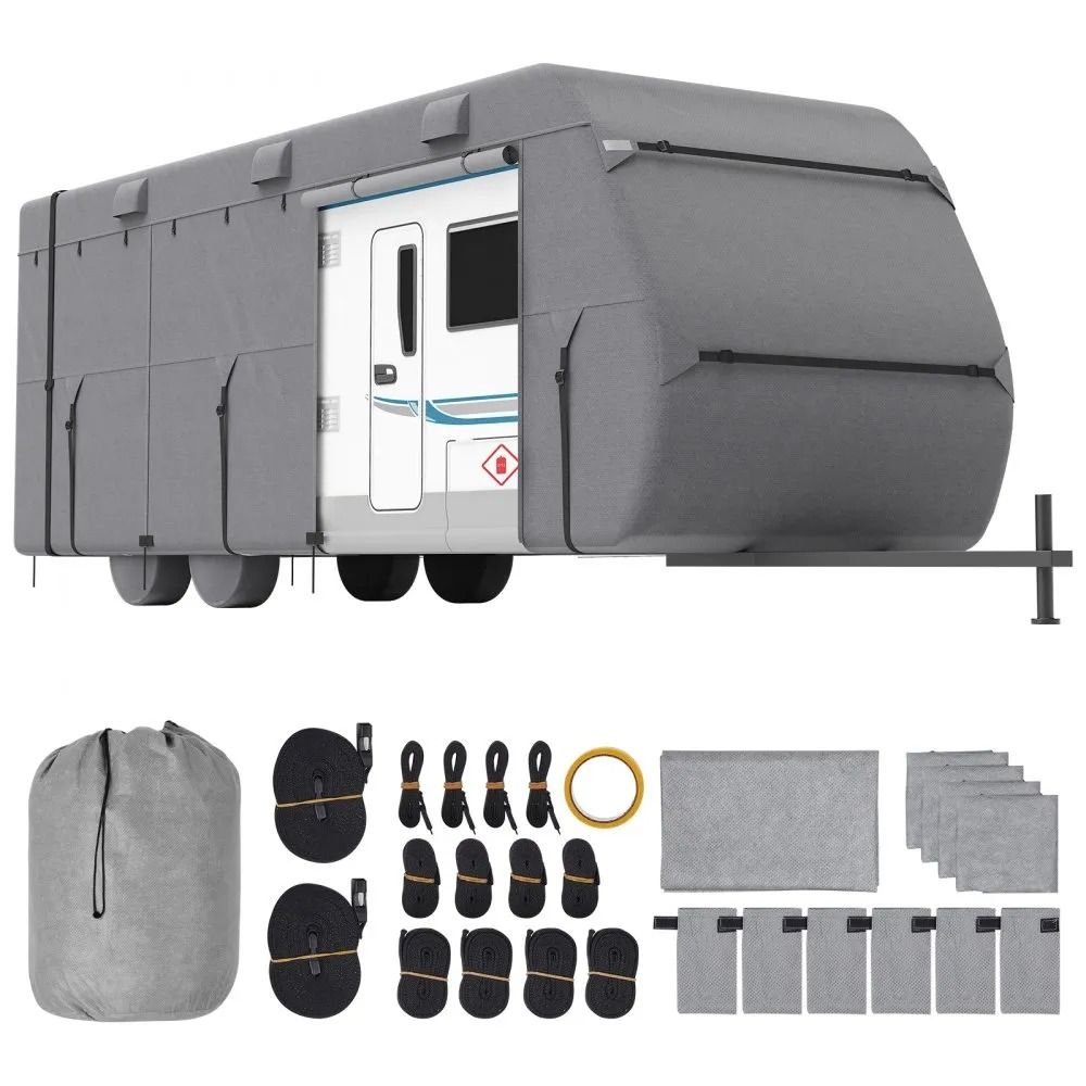 30-33 ft RV Cover 4 Layer Non Woven Travel Trailer Cover Waterproof Windproof Camper Protection