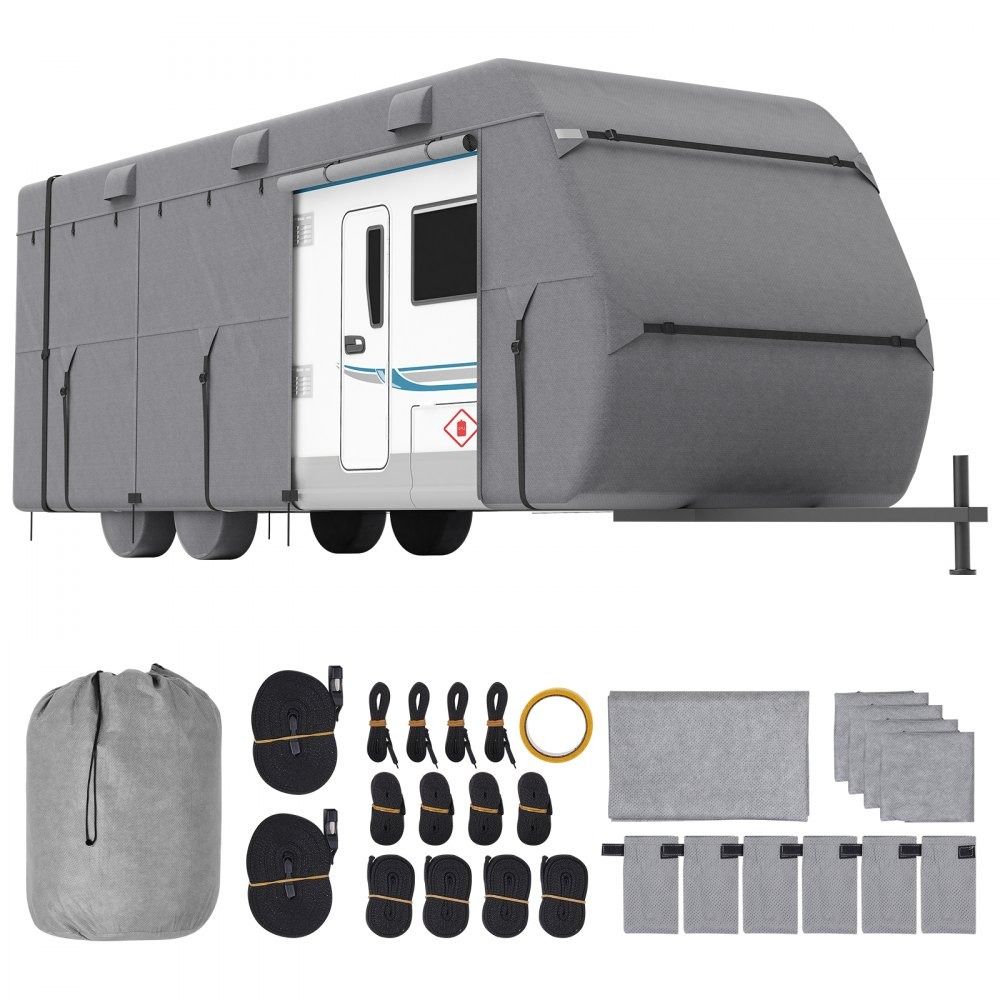 Travel Trailer Cover 20-22 ft RV Cover 4 Layer Non Woven Fabric Waterproof Camper Cover with Tire Covers