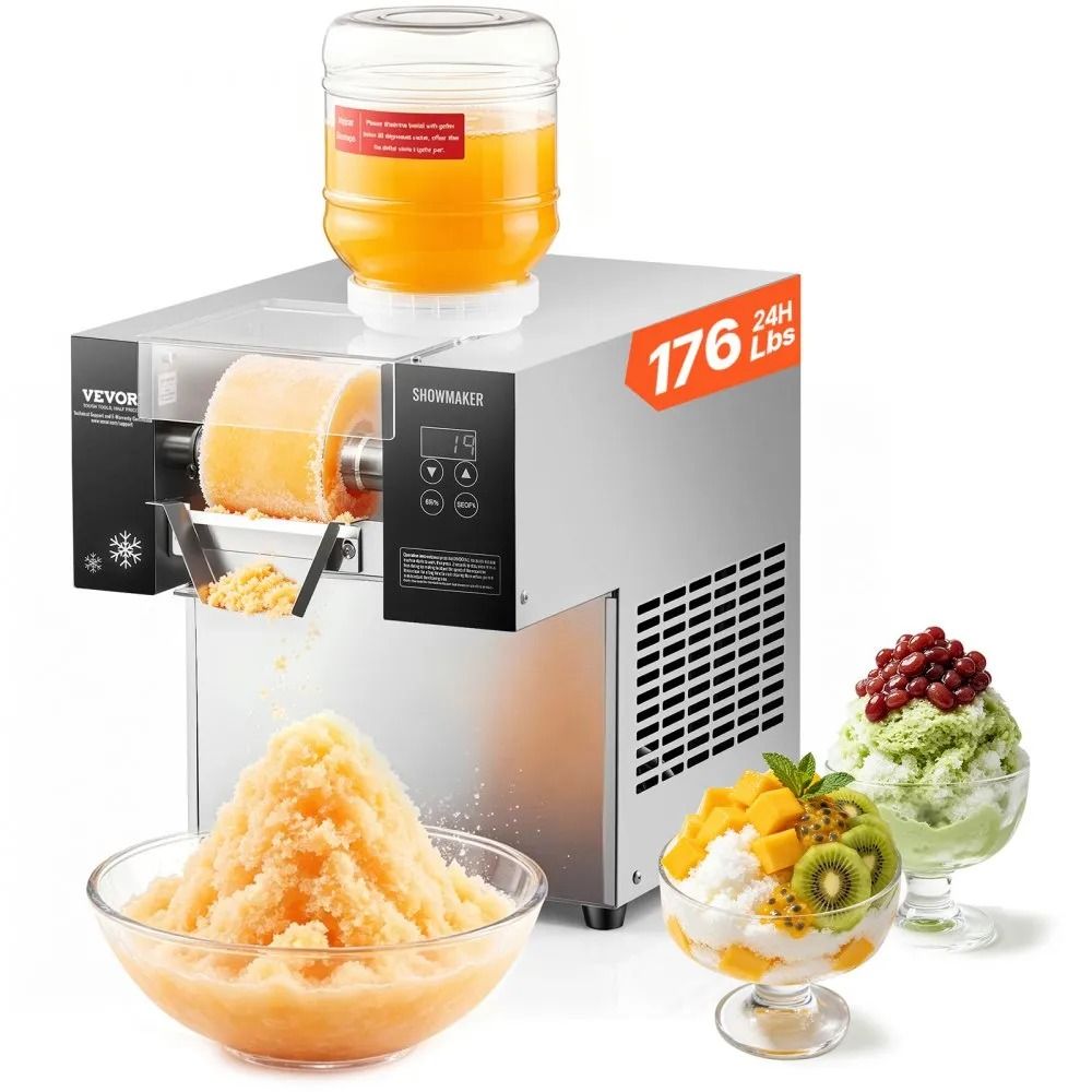Commercial Snowflake Ice Machine 176 lbs Per Day Stainless Steel Electric Snow Cone Maker