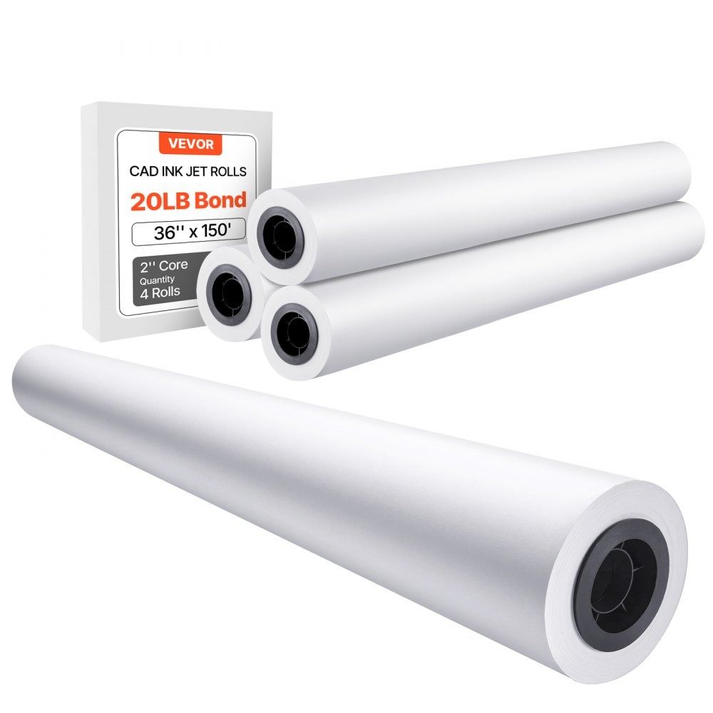 36 in x 150 ft CAD Bond Plotter Paper 4 Rolls 20 lb 2 in Core Architectural Engineering Paper
