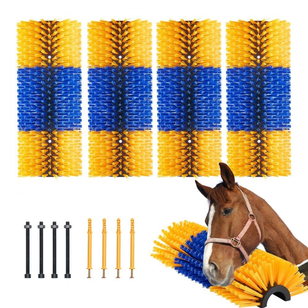 Livestock Scratching Brush 4 Piece Grooming Set with PBT Bristles