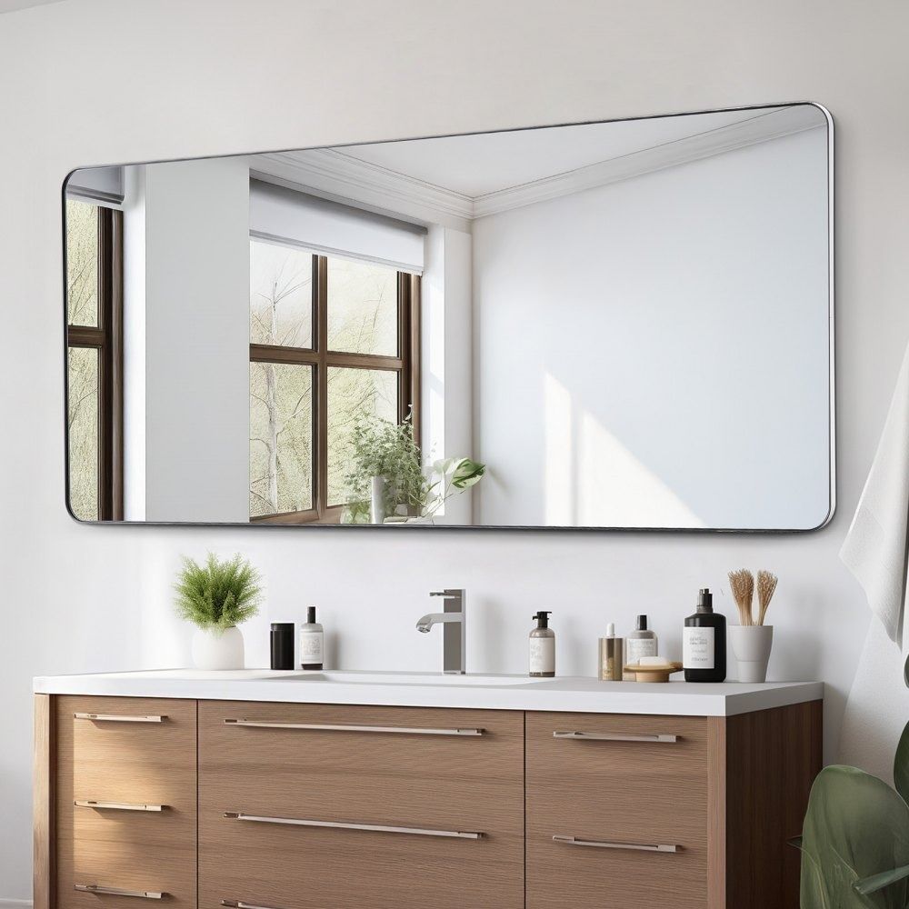 Wall Mounted Full Length Mirror 32 x 72 Inch with Aluminum Alloy Frame
