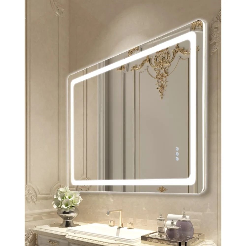 32 x 48 Inch LED Bathroom Vanity Mirror with Front and Back Lighting Anti-Fog and Dimmable Touch Control