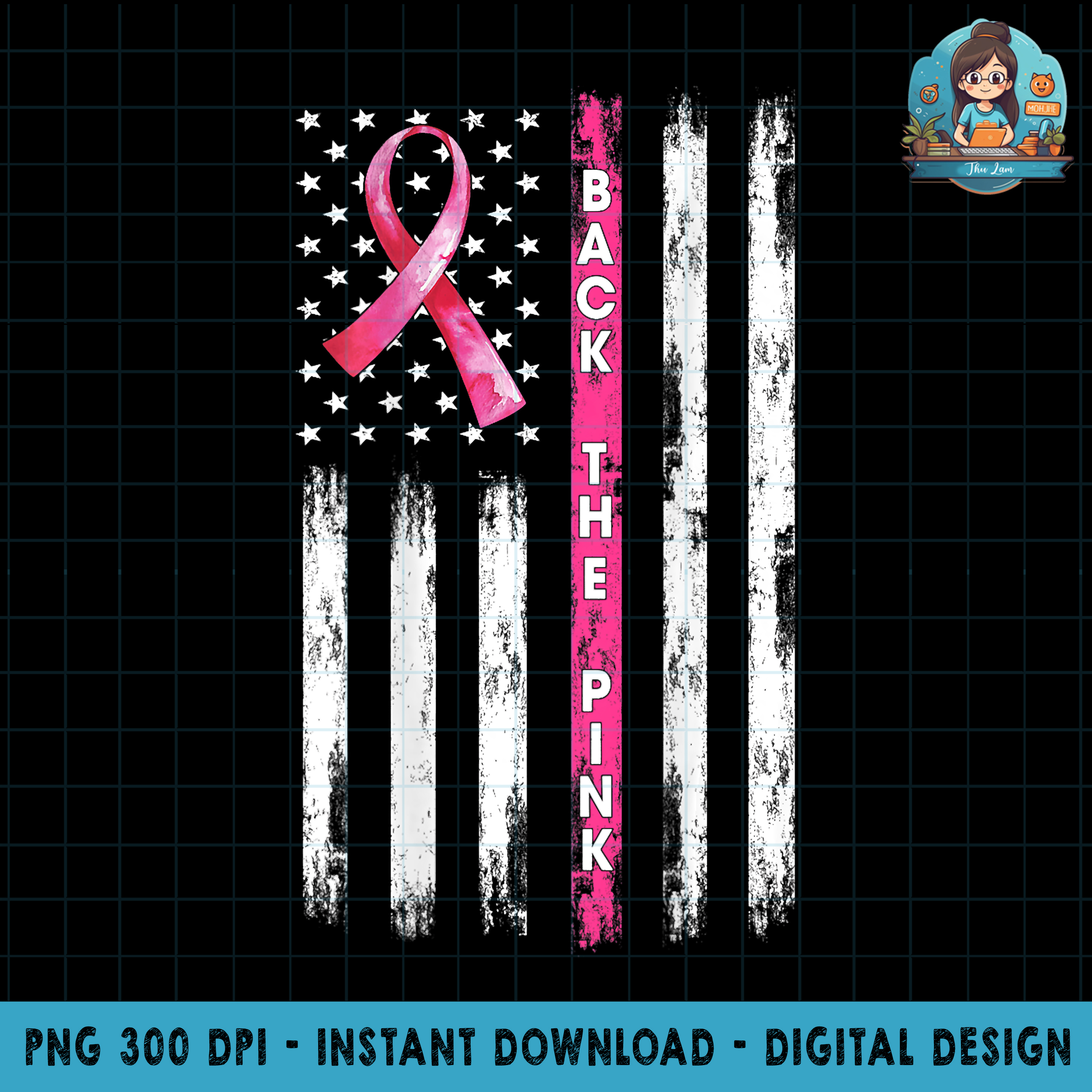 3 Thin Pink Line USA Flag Decal Sticker - Breast Cancer Awareness Ribbon & American Flag Combo