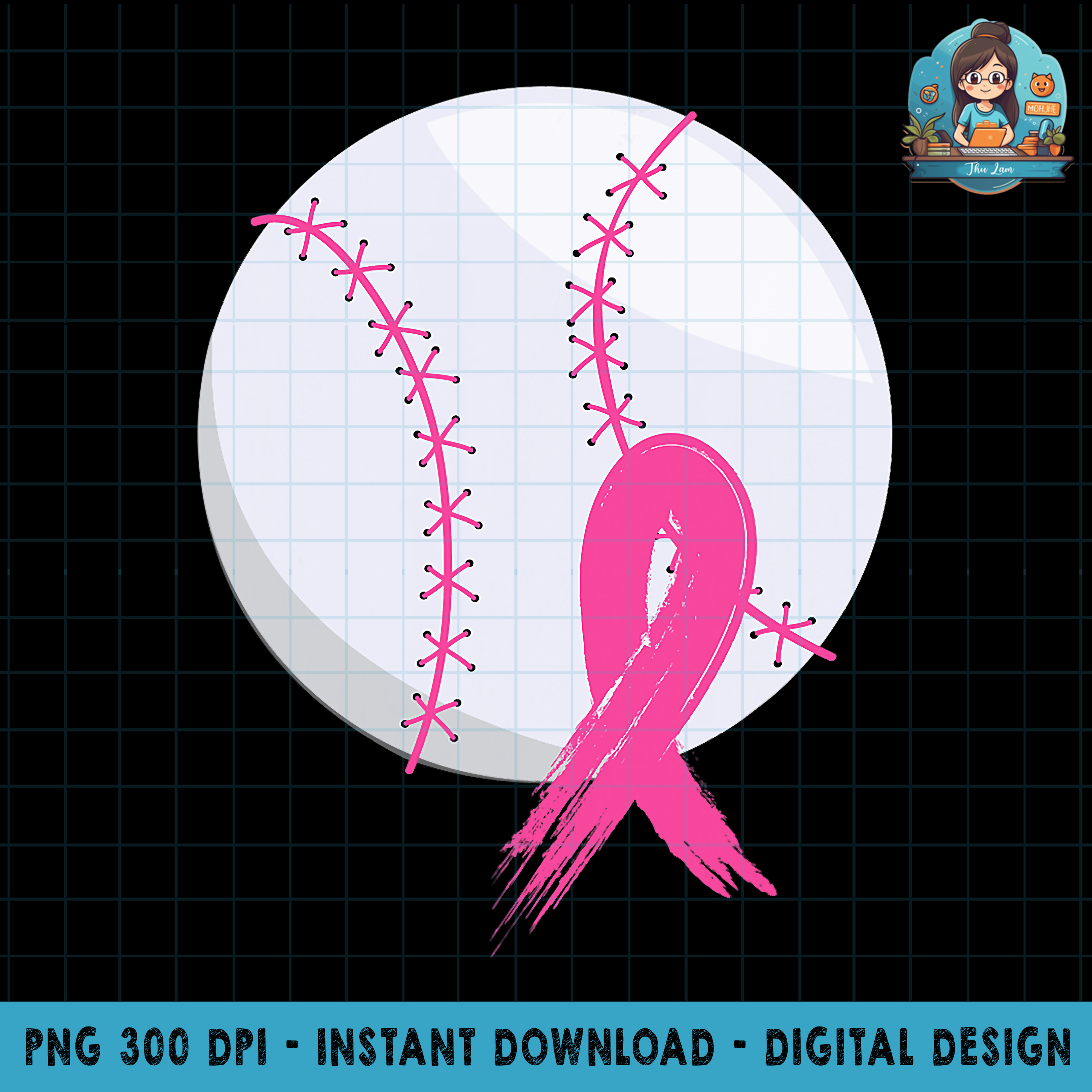 Breast Cancer Pink Ribbon Baseball Awareness Costume PNG Dow | Inspire ...