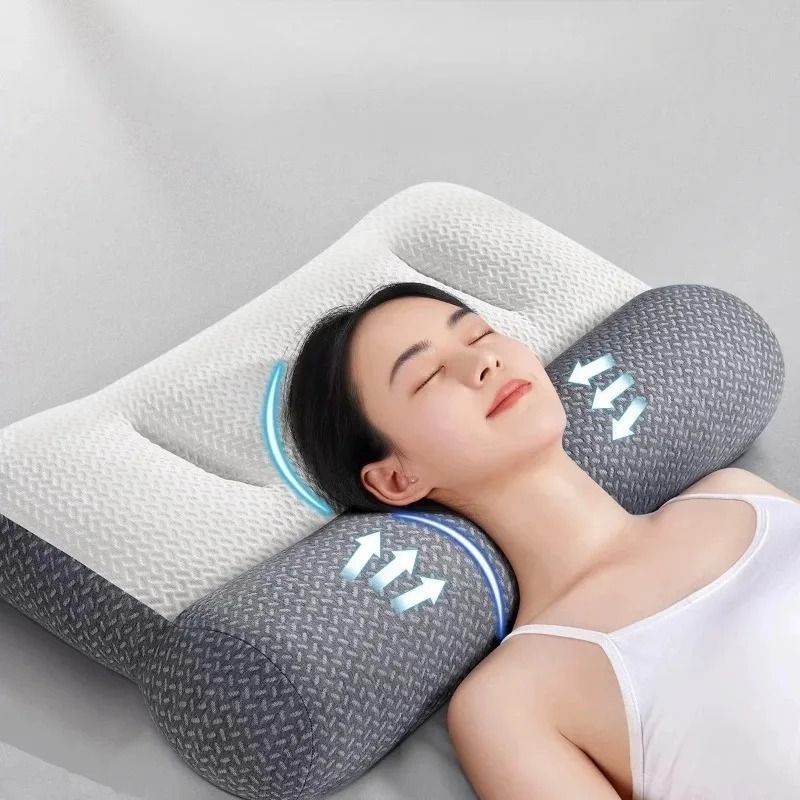 Orthopedic Cervical Pillow for Neck Support and Sleep Aid with Zoned Traction and Soy Fiber Cores