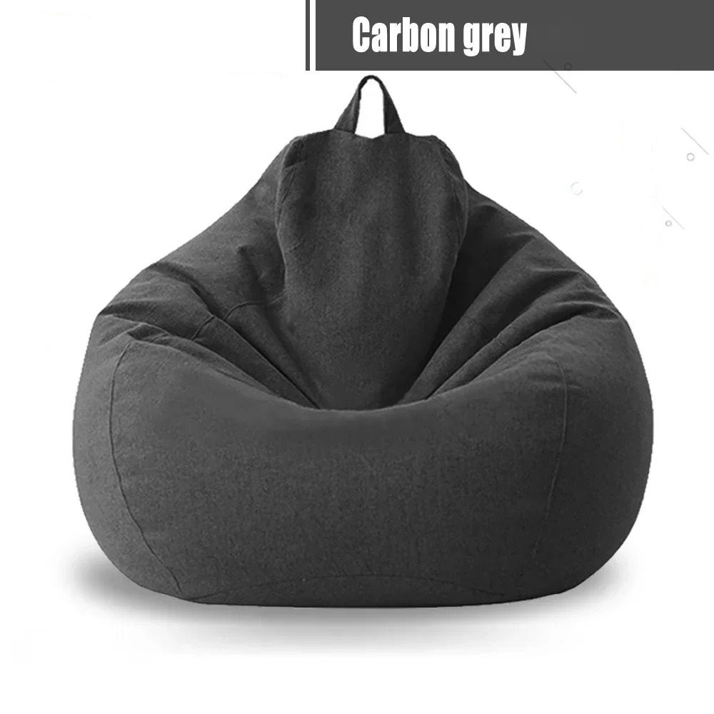 Cotton Linen Bean Bag Chair Cover Unfilled Pouf Ottoman Floor Lounger