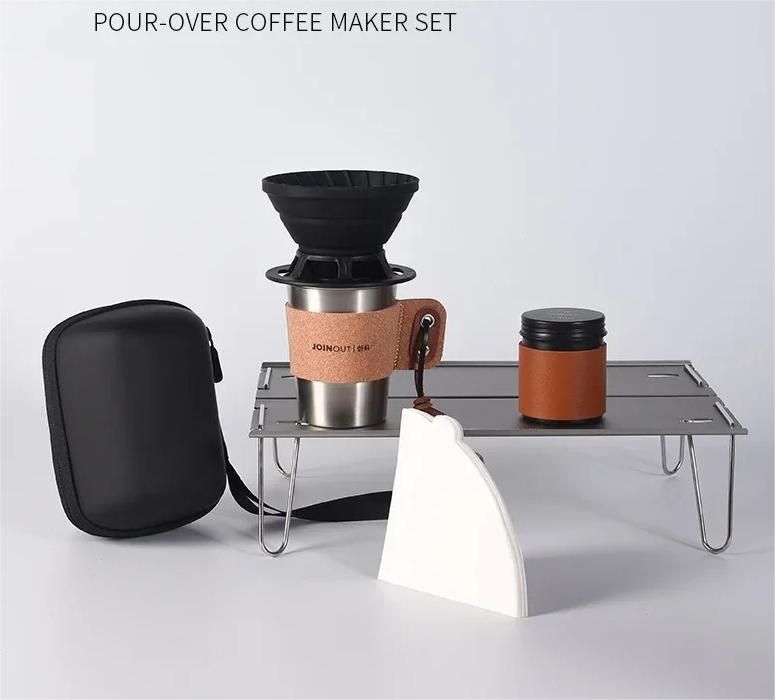 Portable Hand Brew Coffee Set with Silicone Filter for Travel and Camping
