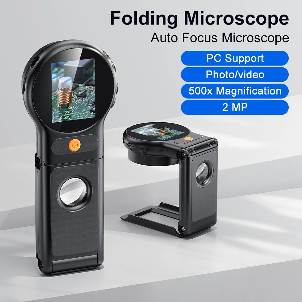 Folding Digital Microscope with Autofocus and 500X Zoom for Coins and Small Objects