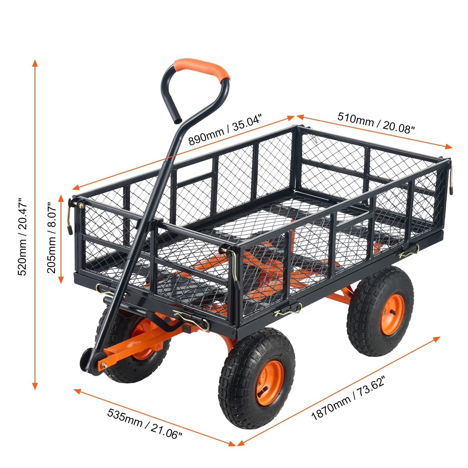 Heavy Duty Metal Garden Utility Cart with Dump Feature and High Load Capacity