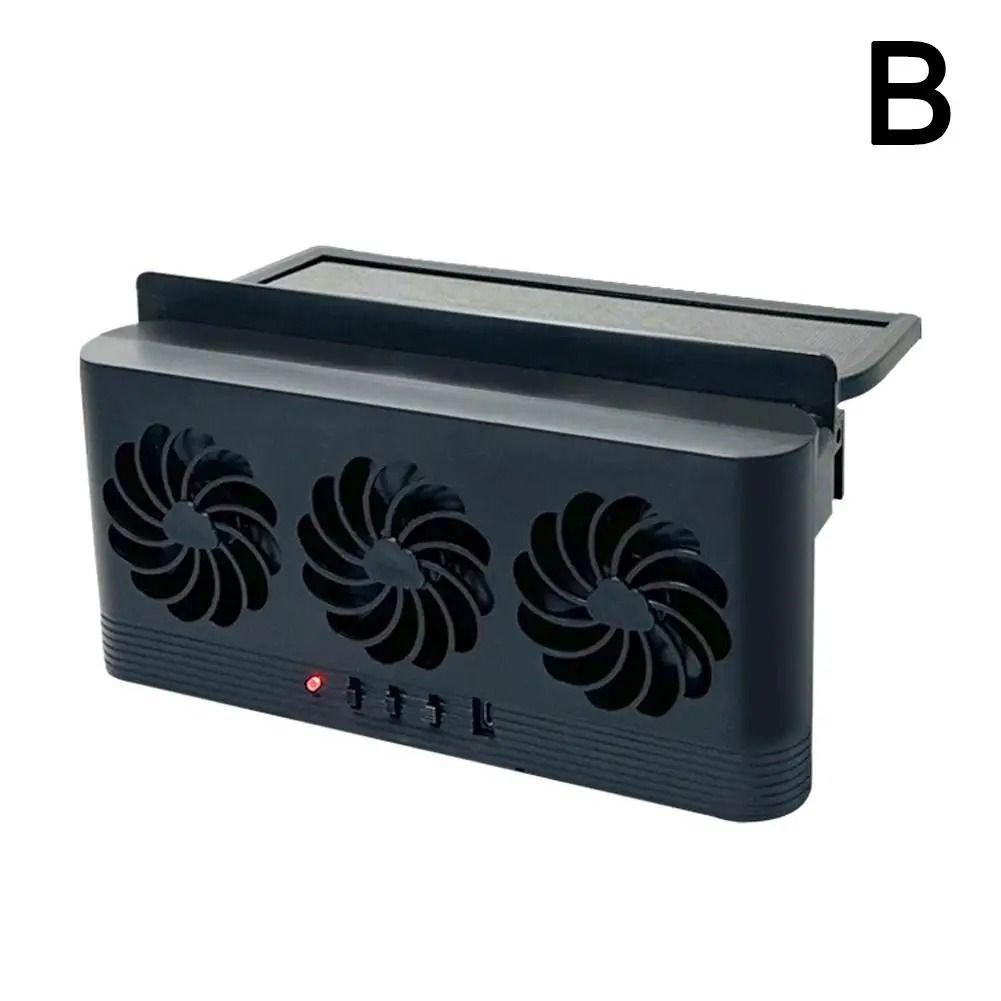 Solar Powered Car Cooling Fan with Three Ventilation Outlets for Interior Ventilation