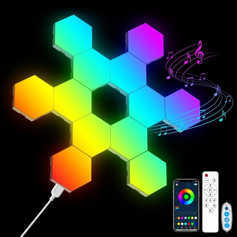 Programable Led Light Wall Modular RGB LED Hexagon Wall Light Panels with App and Music | Inspire ...