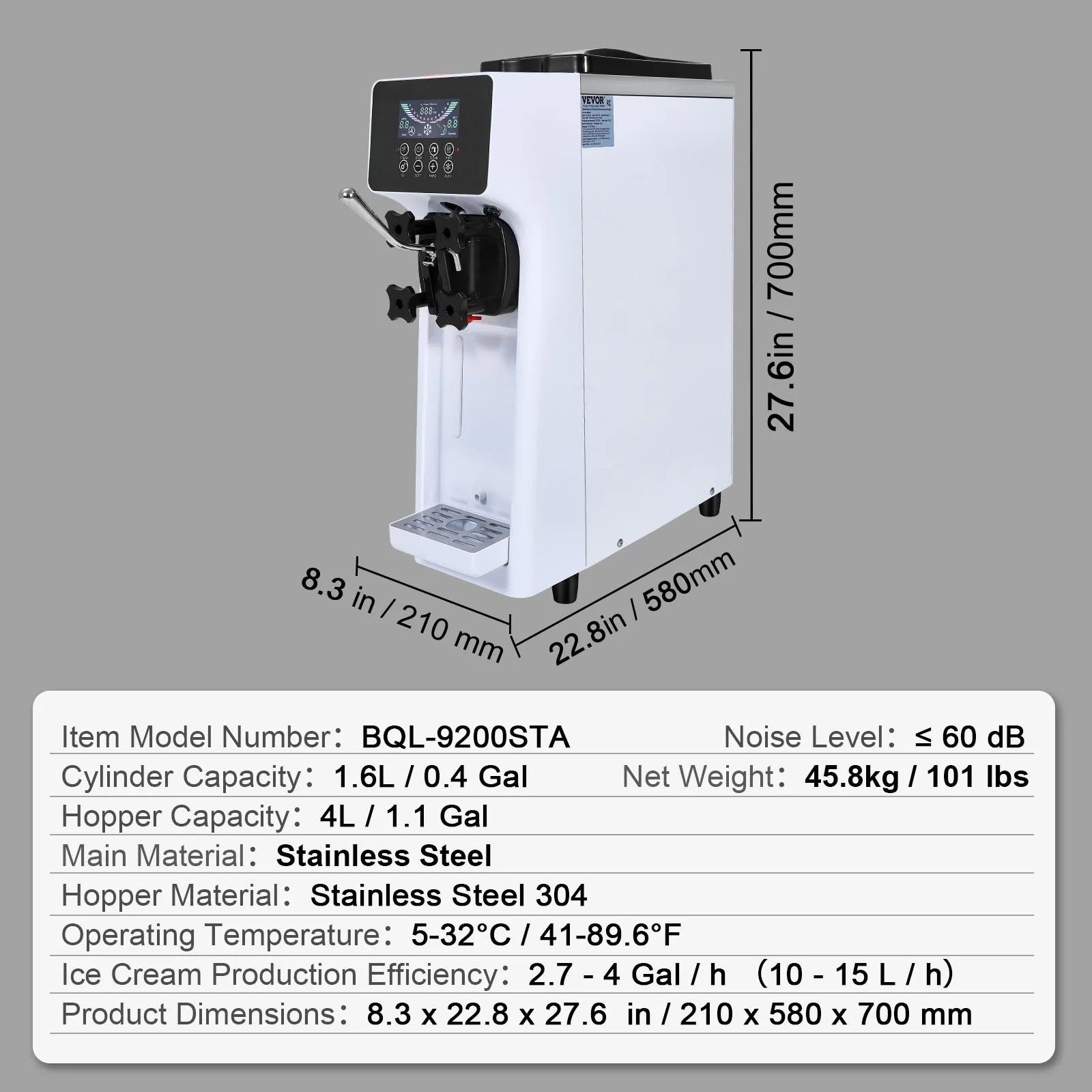 Commercial Soft Serve Ice Cream Machine Countertop Single Flavor