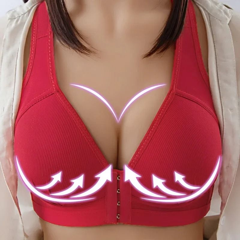 Wireless Push Up Front Closure Bra with Full Coverage for Big Busts