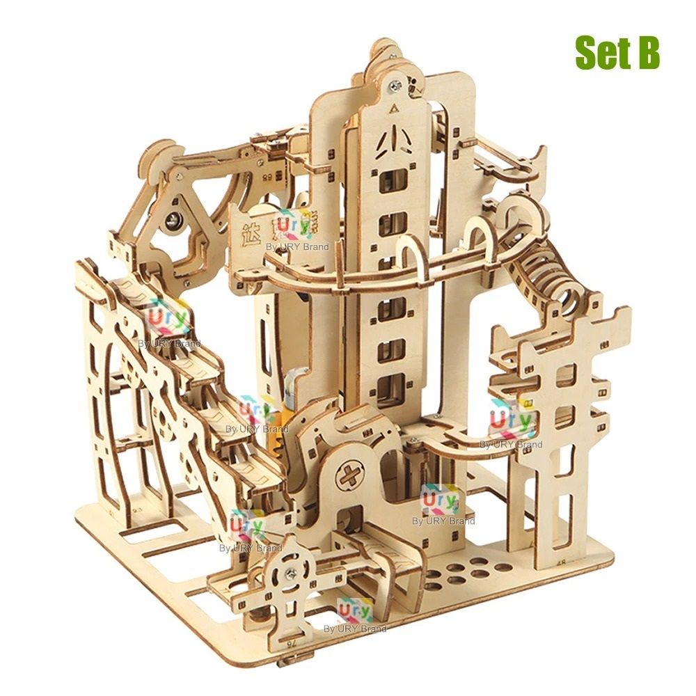 3D Wooden Catapult Marble Run Puzzle for Teens and Adults
