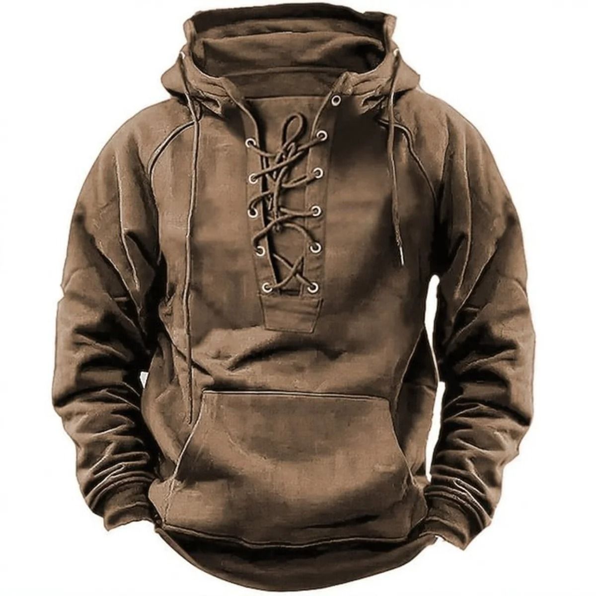 Mens Retro Hooded Casual Jacket Loose Fit Autumn Winter Outdoor