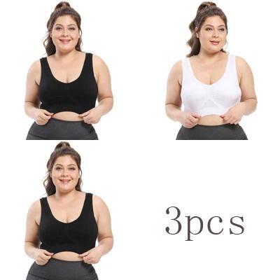 3 Pack Seamless Plus Size Bras with Pads and Wireless Comfort
