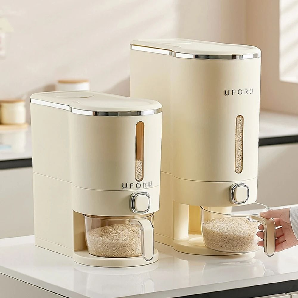 Functional Rice Dispenser Sealed Rice Dispenser with Cup for Fresh and Dry Storage | Inspire Uplift
