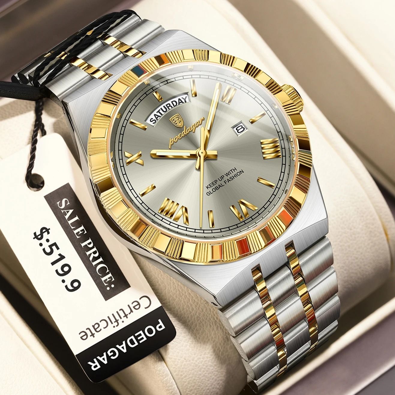 Men Luxury Business Quartz Watches Stainless Mens Waterproof Wristwatch Man Calendar Clock Watch