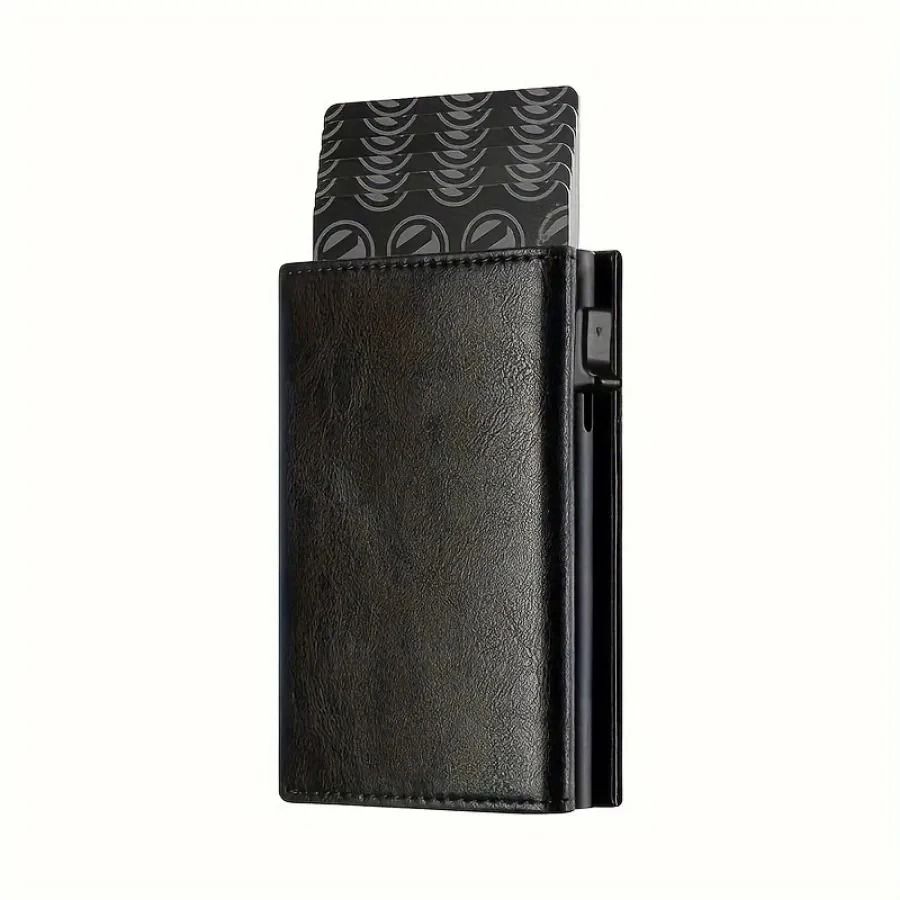 Mens Wallet with Pop-Up Metal Card Holder and RFID Protection