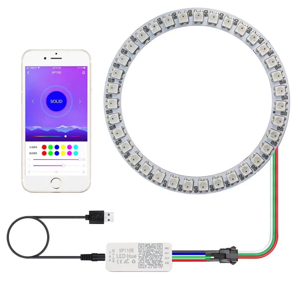 Smart Addressable RGB LED Pixel Ring Kit with Controller | Inspire Uplift