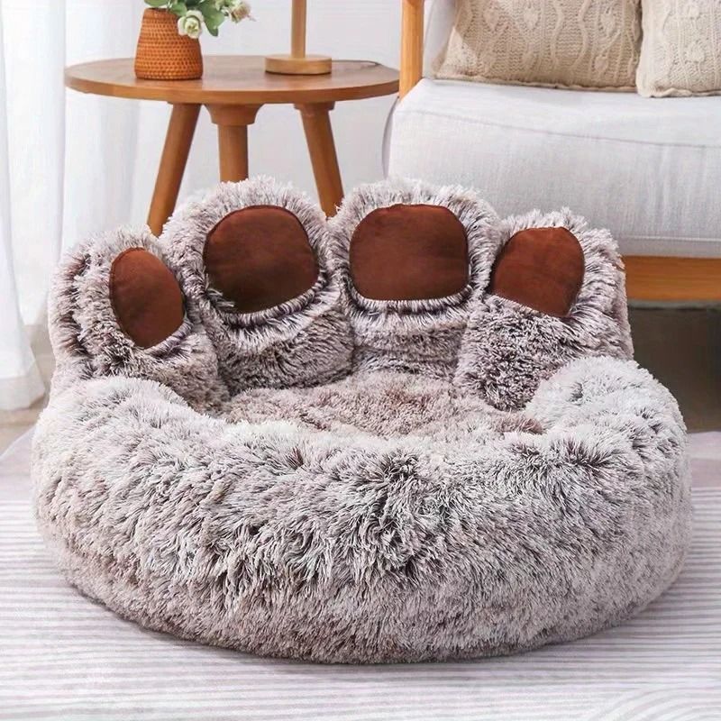 Cozy Bear Paw Pet Bed for Dogs and Cats