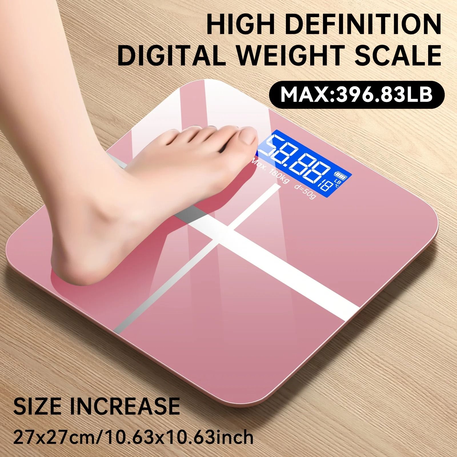 Electronic Digital Bathroom Scale with LCD Display and Temperature Function