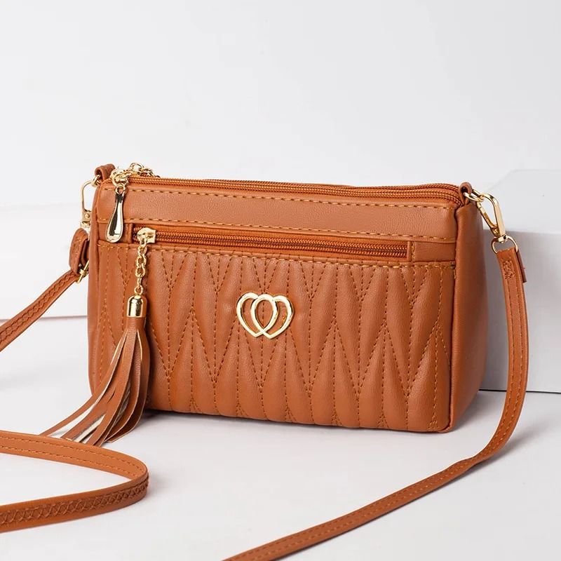 Womens Large Capacity PU Leather Crossbody Bag with Embroidery