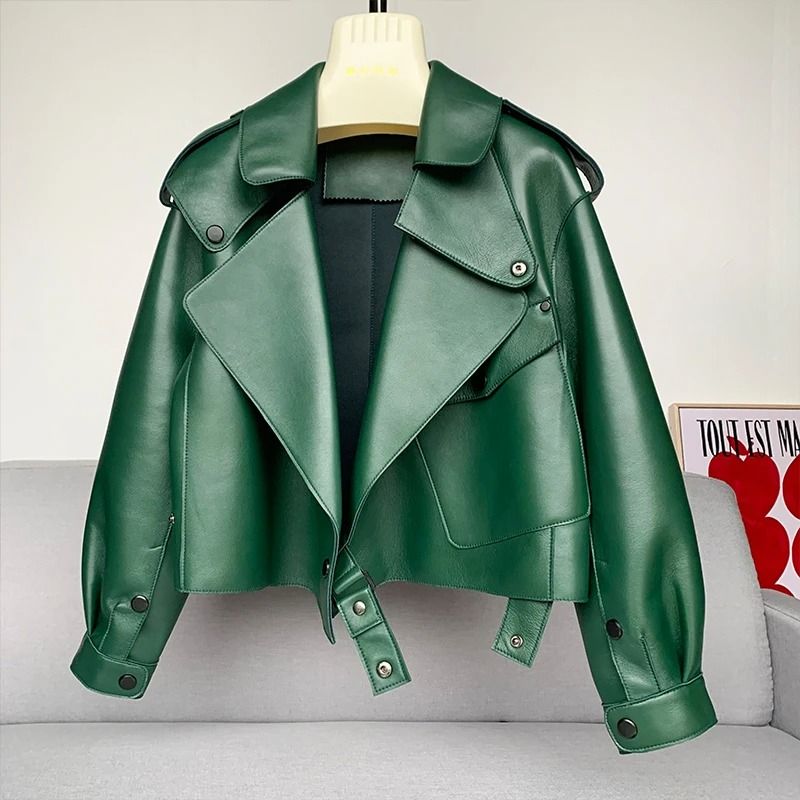 Womens Genuine Sheepskin Leather Jacket for Winter and Spring