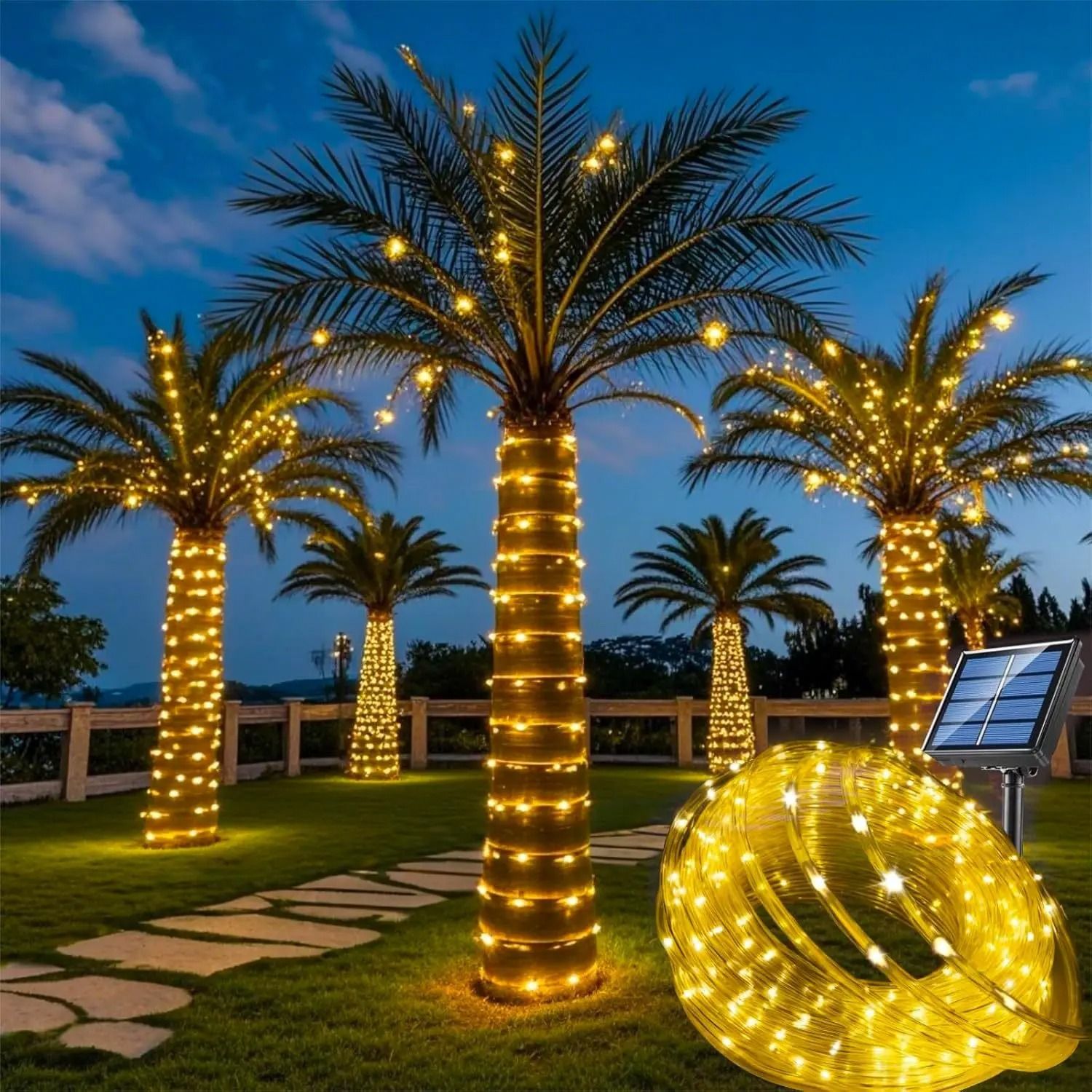 Solar String Lights Outdoor Waterproof LED Rope Lamp