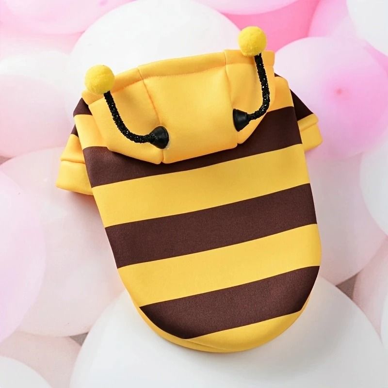 Bee Costume Hoodie for Pets Cozy Winter Outfit for Small Dogs and Cats