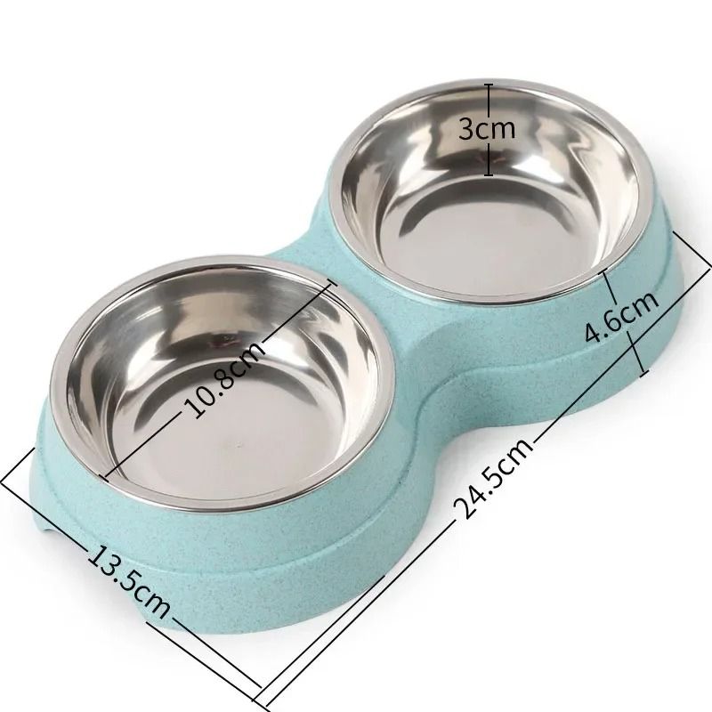 Double Stainless Steel Pet Feeding Bowl For Dogs And Cats