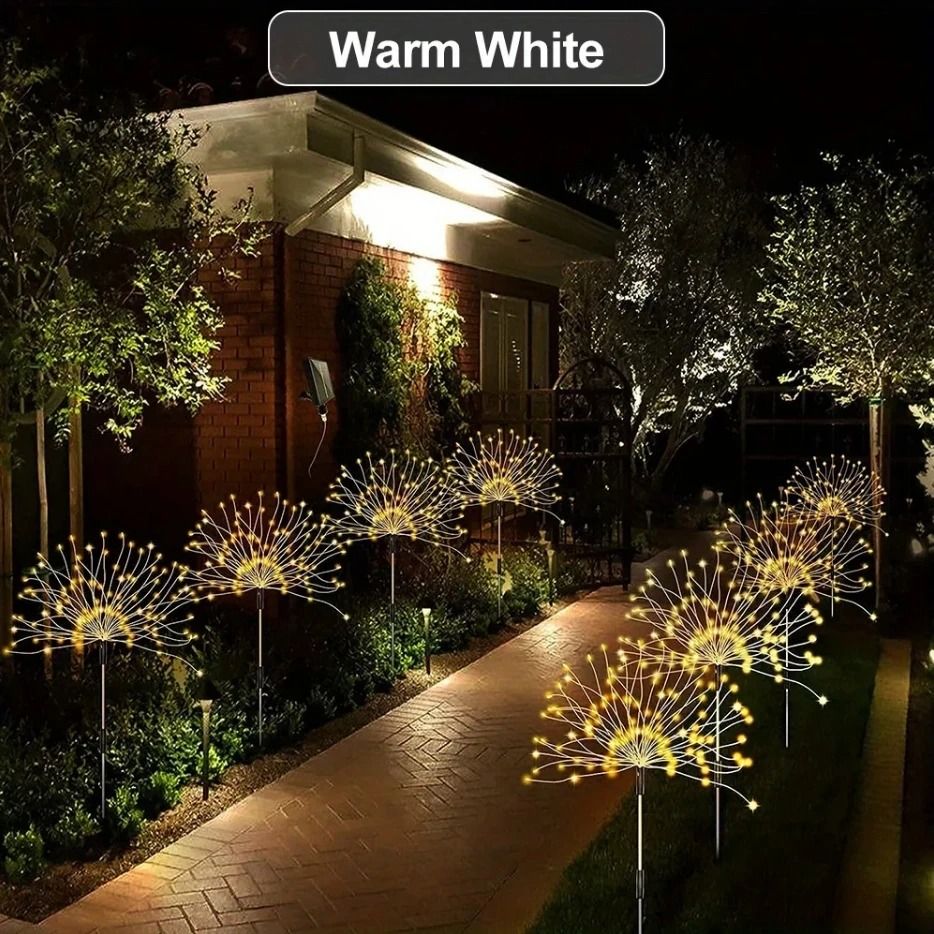 Solar Powered Dandelion Firework LED Garden Light for Outdoor Decoration