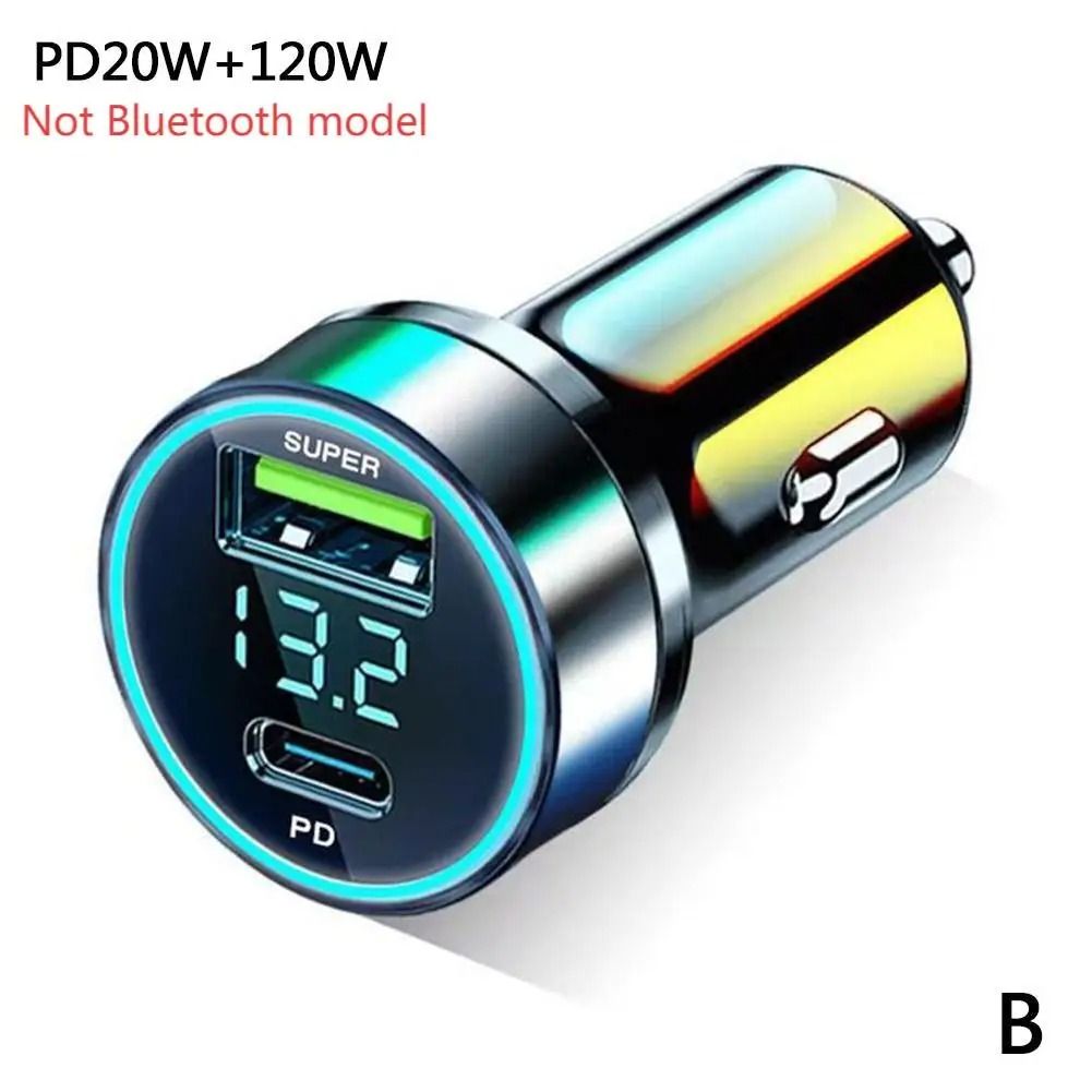 Car Bluetooth 5.0 FM Transmitter with PD Type C Dual USB and Ambient Light