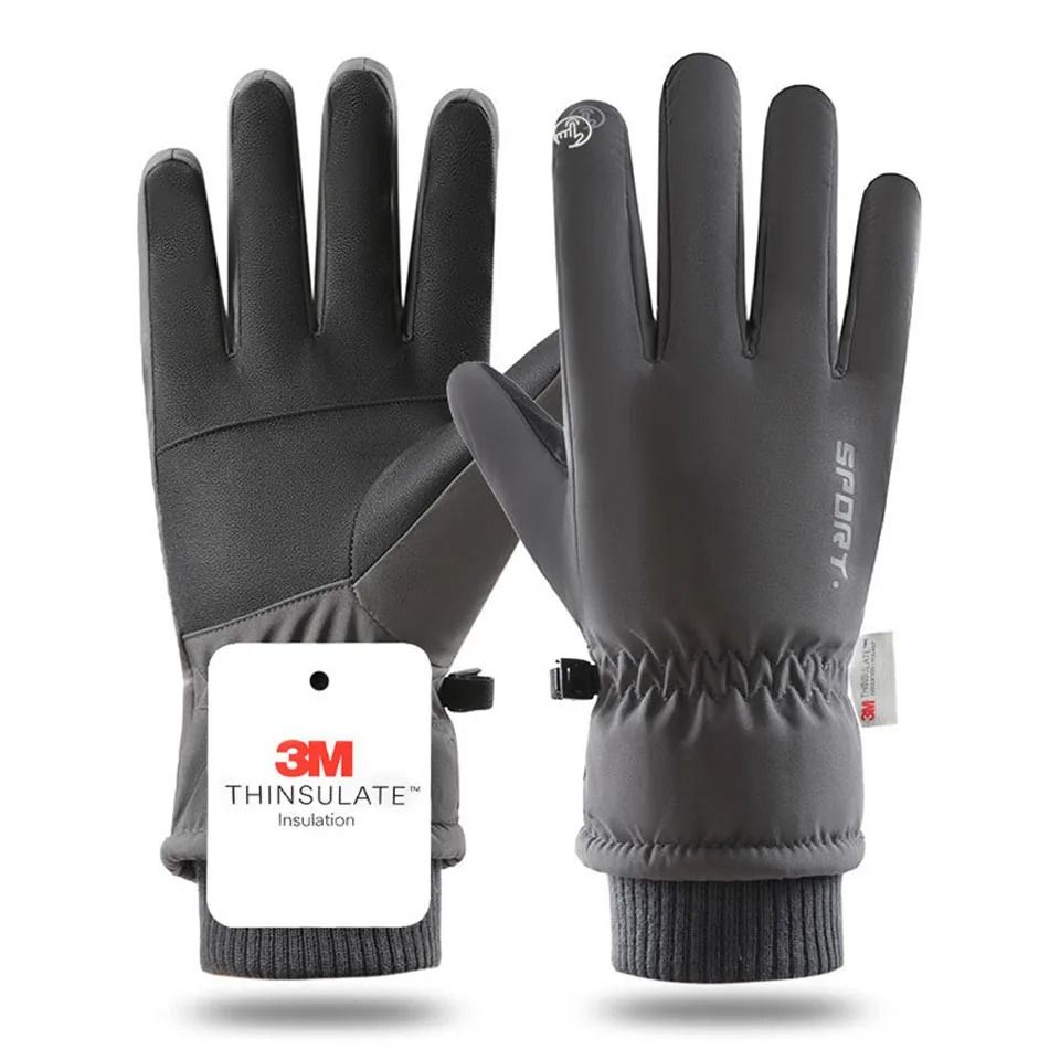 Mens Winter Waterproof Cycling Gloves Windproof Fleece Touch Screen Warm Full Finger