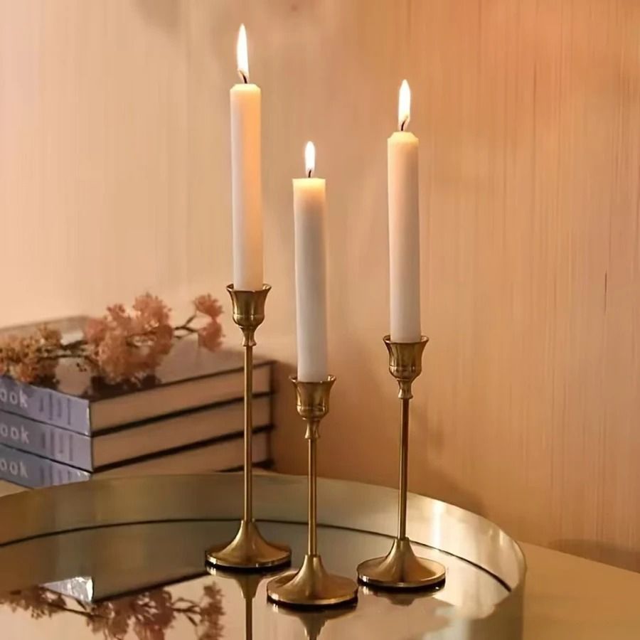 Vintage Metal and Aluminum Candle Holder Set of 3 for Home W | Inspire ...