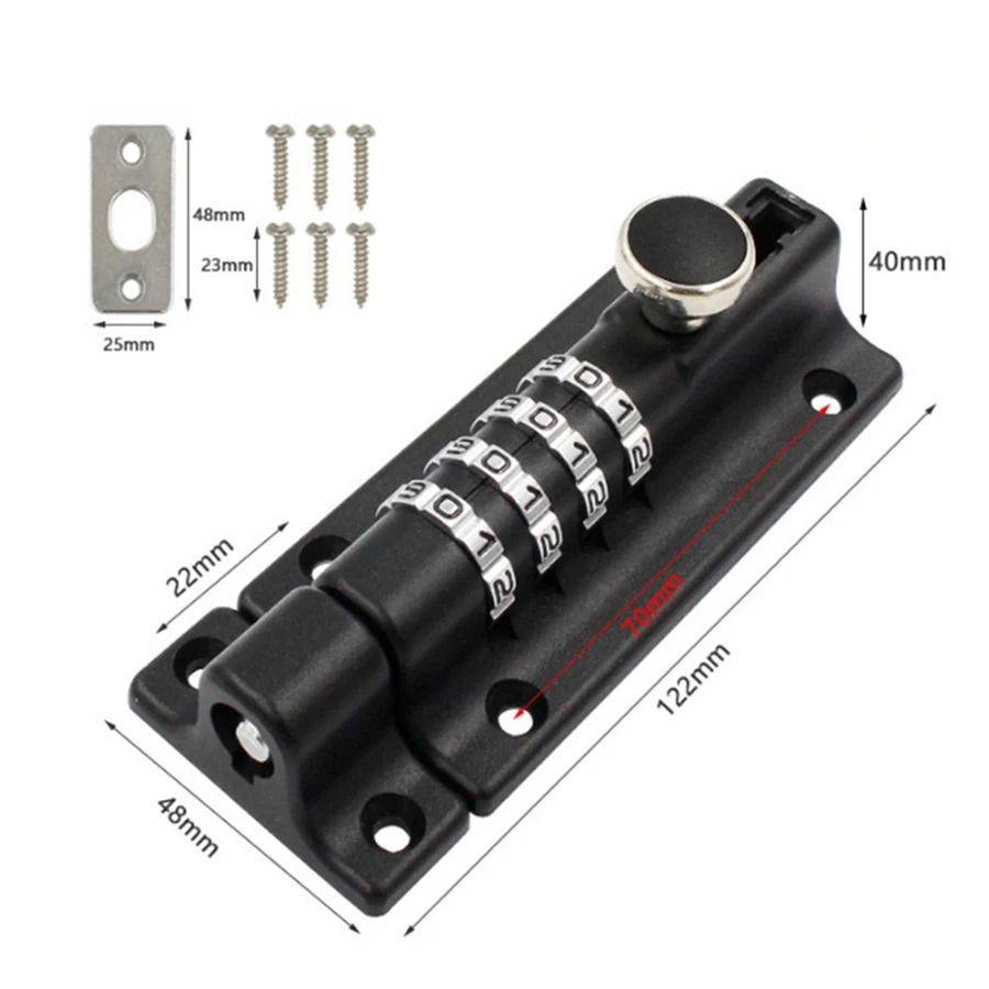 Metal Combination Bolt Lock Safety Latch Security Door Gate Padlock