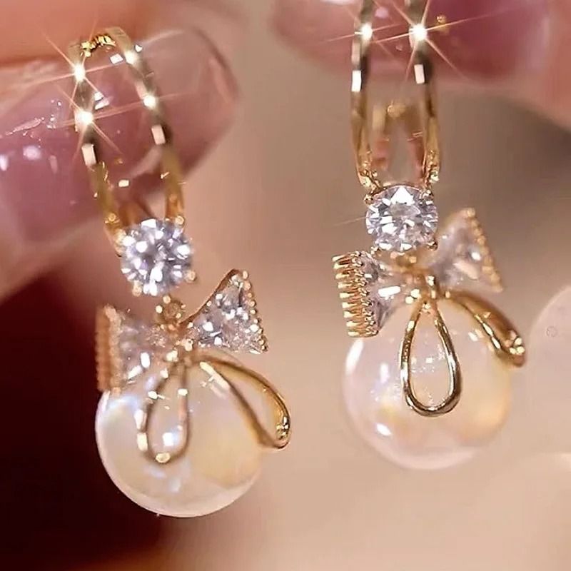 Elegant Pearl Crystal Tassel Earrings