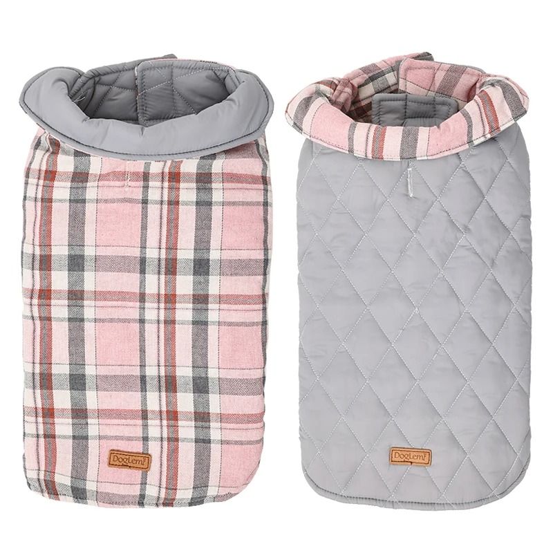 Reversible Waterproof Dog Jacket with Quilted Warm Lining