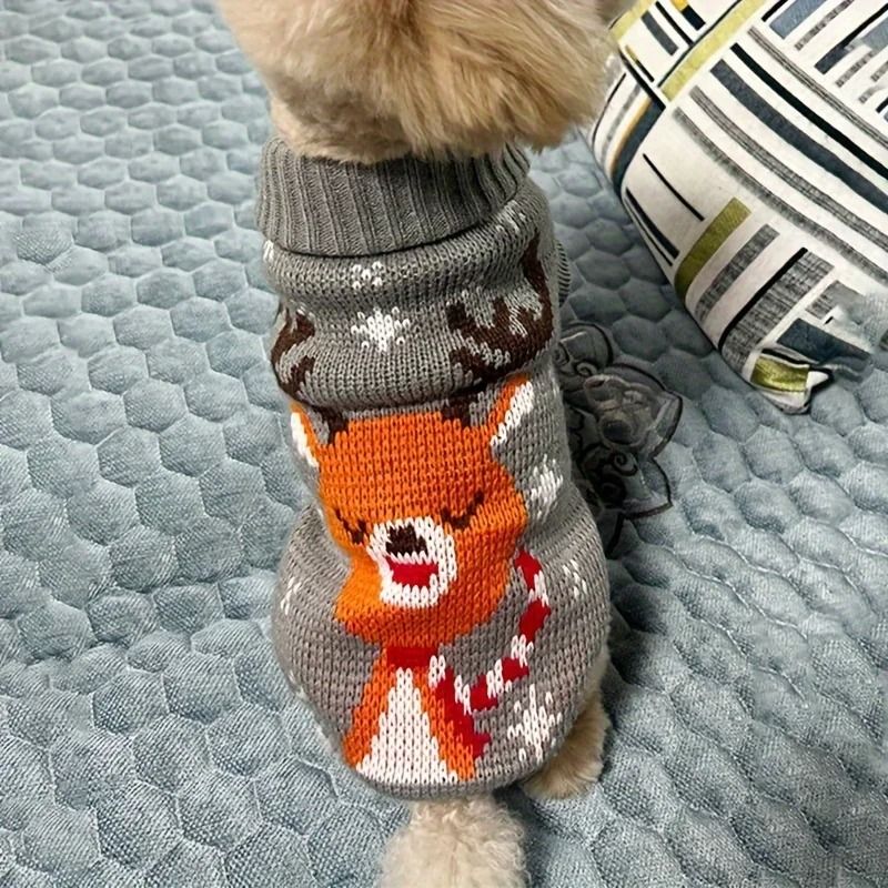 Cozy Christmas Knitted Pet Sweater Warm Holiday Outfit for Dogs and Cats