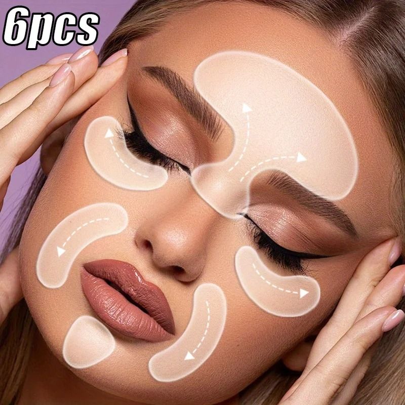6 Piece Reusable Silicone Anti Wrinkle Pads for Face Neck and Hands