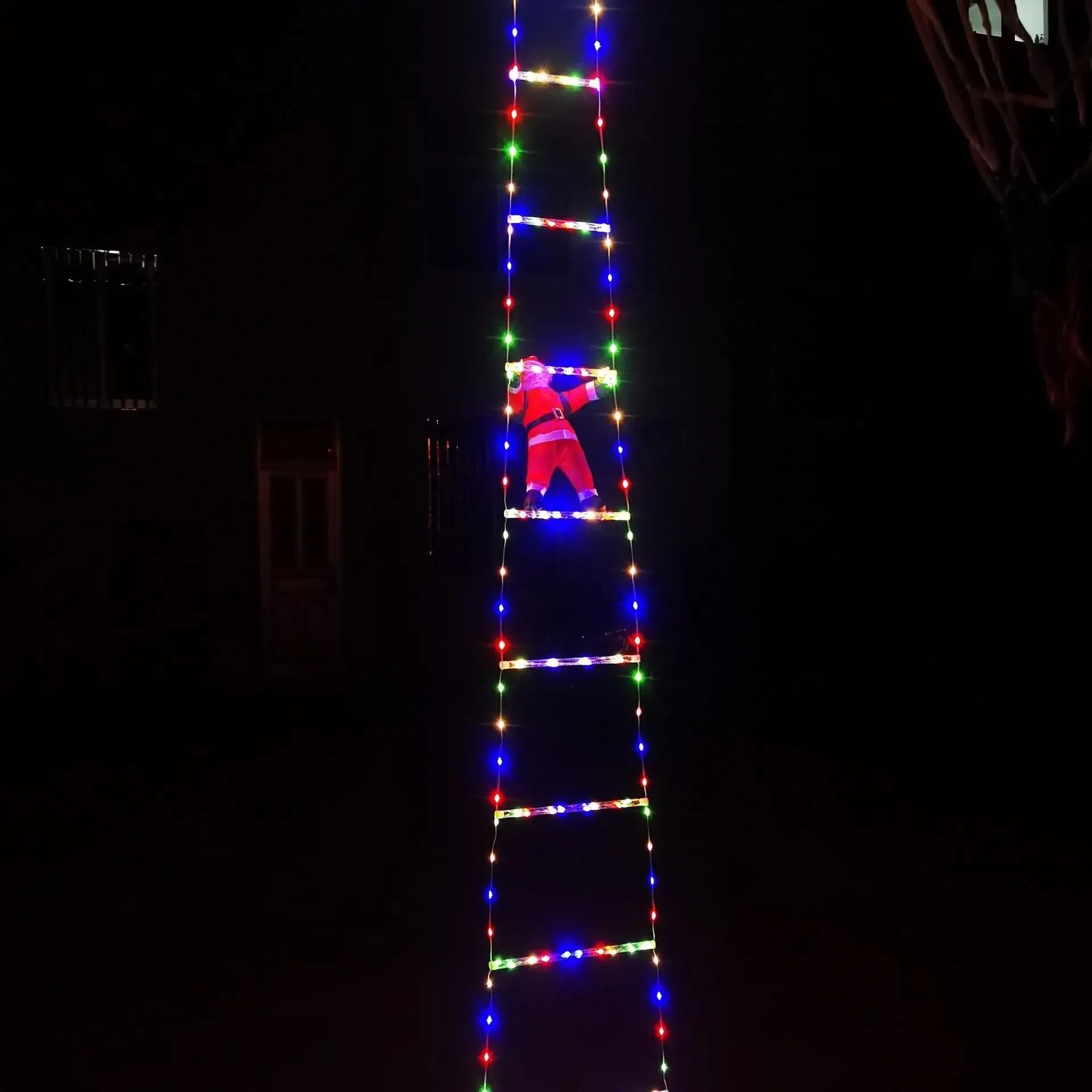 Santa Claus Climbing Ladder Christmas Light Decoration