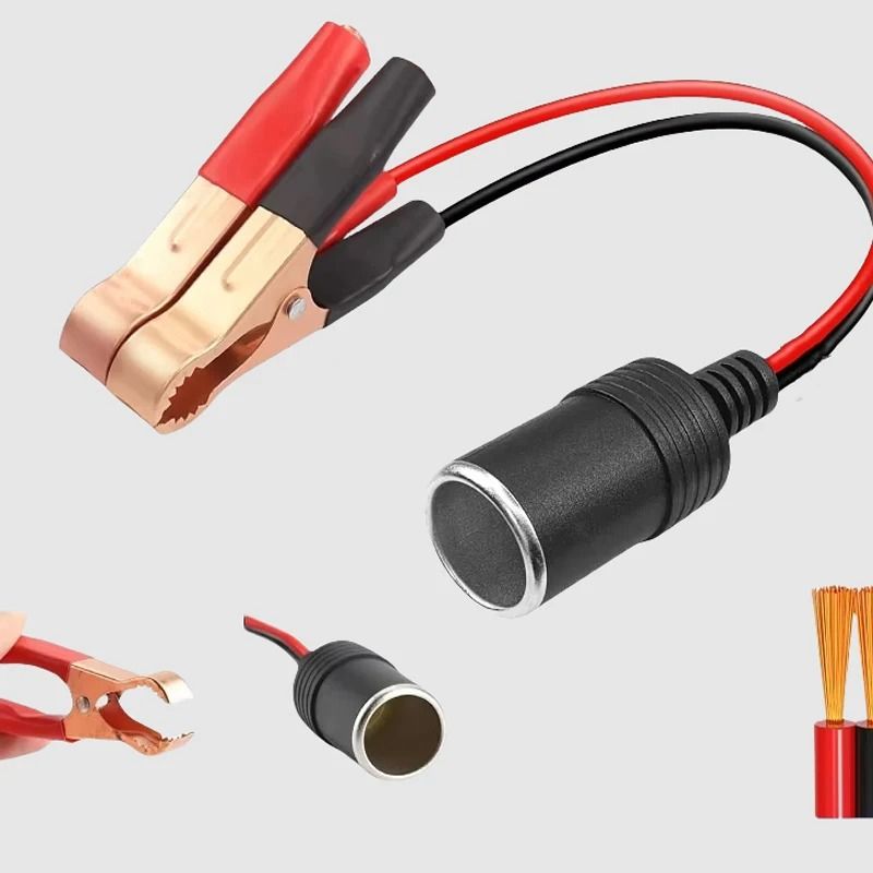 12v car cigarette lighter socket to battery clips Car Battery Clip Adapter with Cigarette Lighter Socket for 1