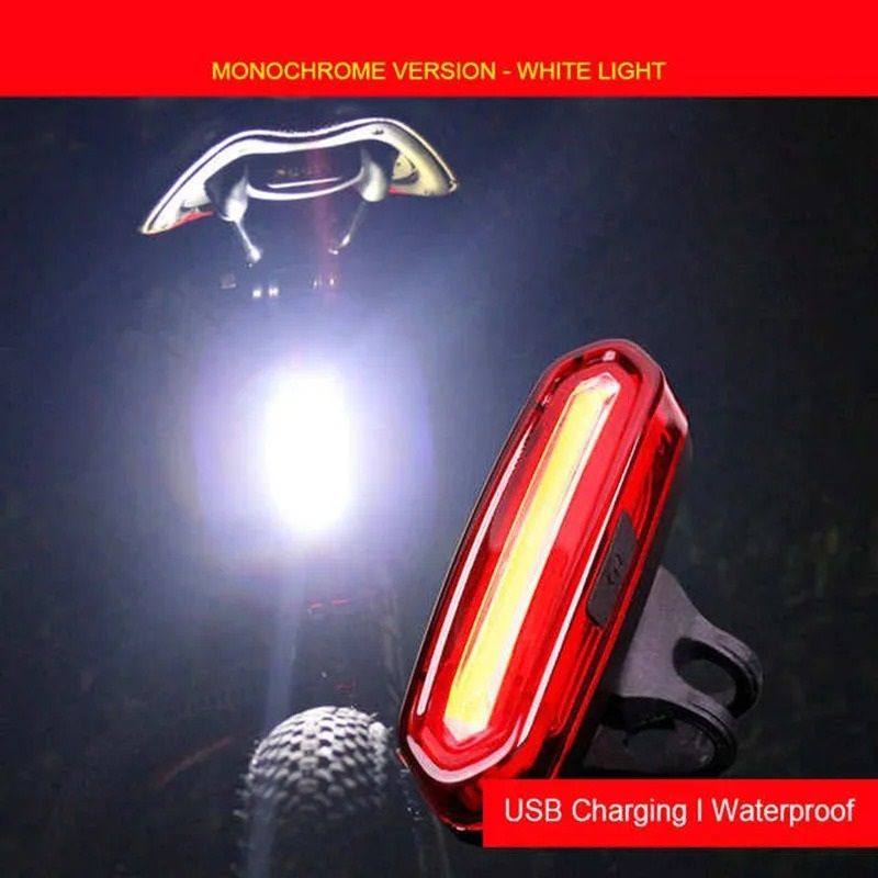 USB Rechargeable Bicycle Tail Light with Bright COB LED for Night Safety