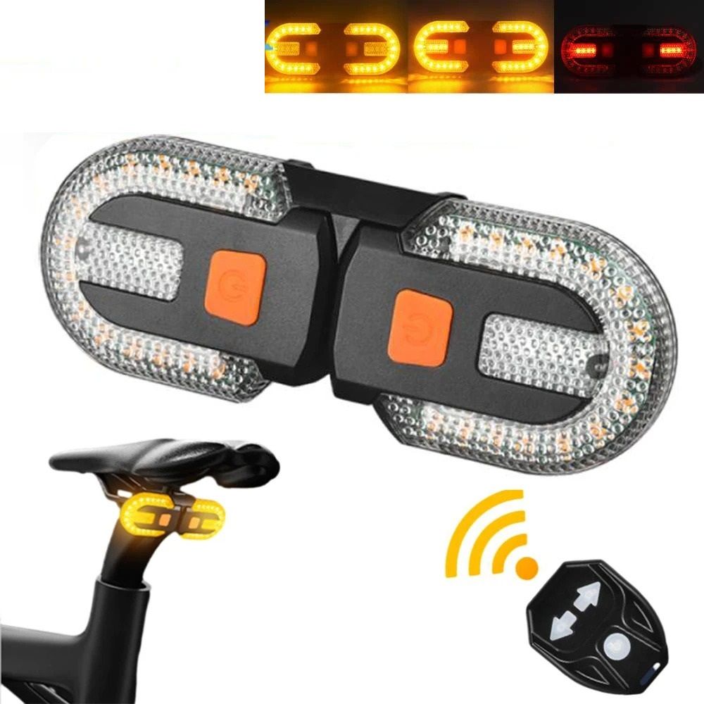 USB Rechargeable Bike Turn Signal Rear Light Wireless Remote Bicycle Tail Lamp