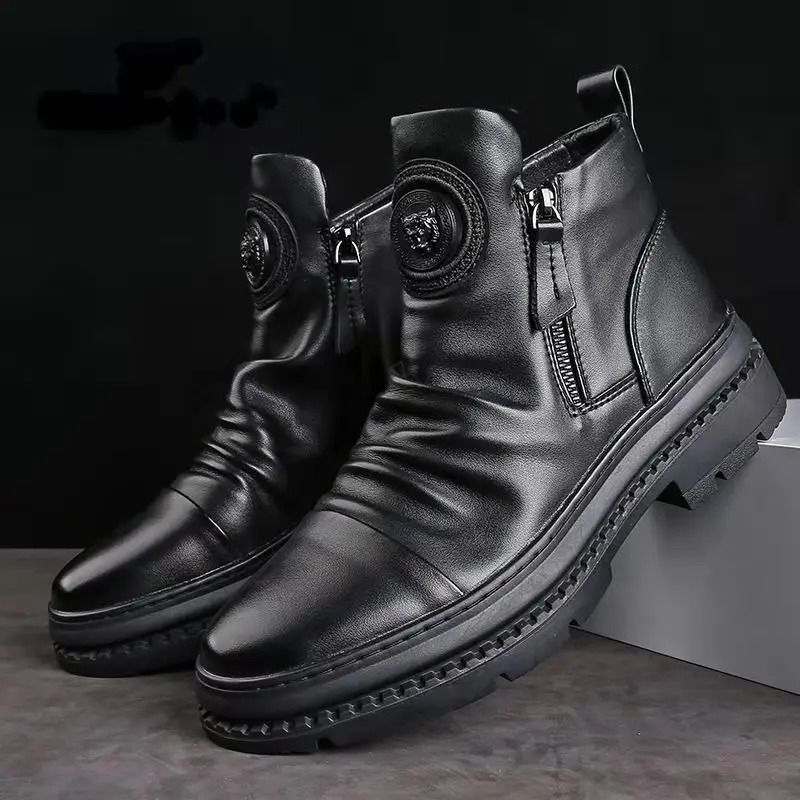 Men Ankle Boots for Business Formal Casual Wear with Platform Sole